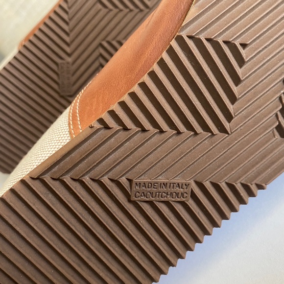 Hermes brown leather beige canvas fashion sneakers trainers size 38 Italy H logo - Picture 8 of 8